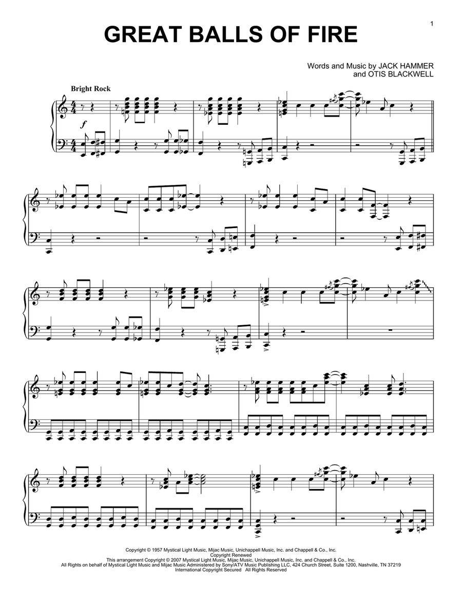 Great Balls Of Fire Great Balls Of Fire Piano Solo scores gallery preview page 1