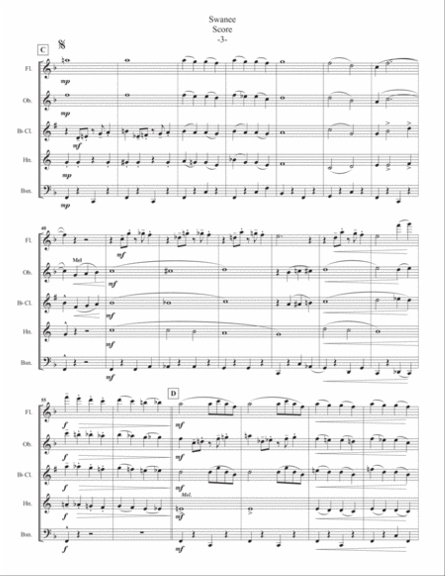 Swanee For Woodwind Quintet Woodwind Quintet scores gallery preview page 5