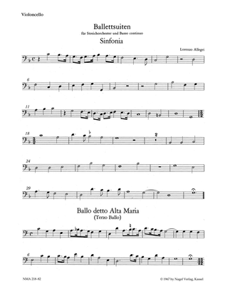 Ballettsuiten für Streicher (Violinen dreigeteilt) und Basso continuo