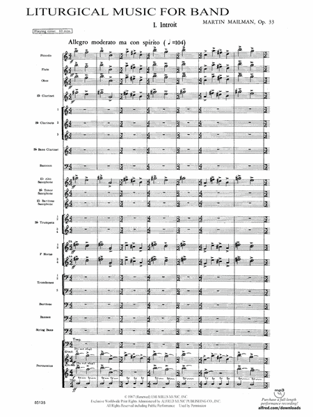 Liturgical Music for Band, Opus 33