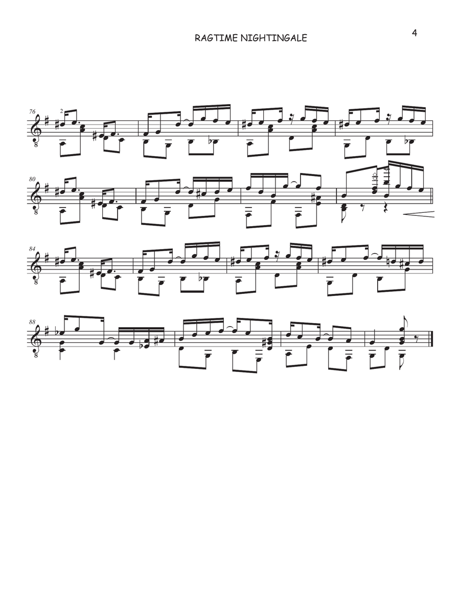 Ragtime Nightingale Guitar Tablature scores gallery preview page 4