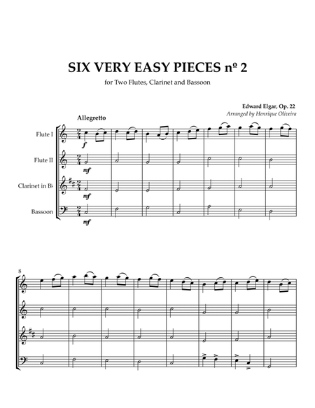 Six Very Easy Pieces nº 2 (Allegretto) - for Two Flutes, Clarinet and Bassoon image number null