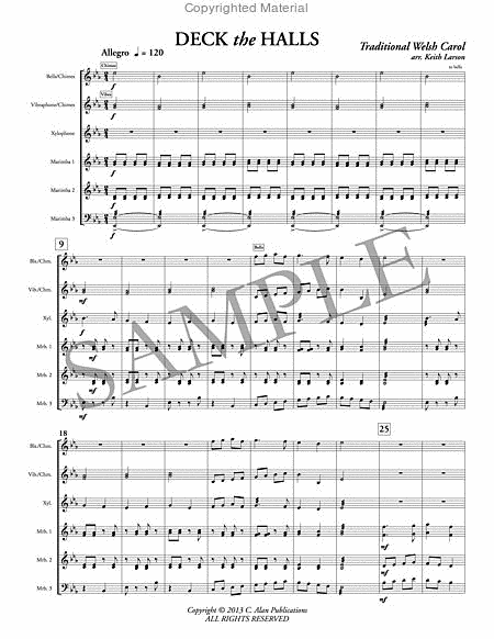 Deck the Halls by Traditional Percussion Ensemble - Sheet Music