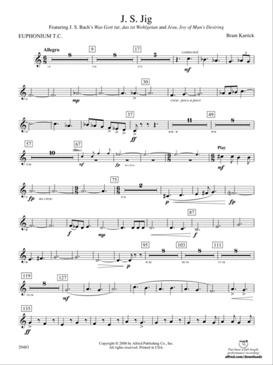 J.S. Jig: Baritone T.C. J.S. Jig: Baritone T.C. Concert Band scores gallery preview page 1