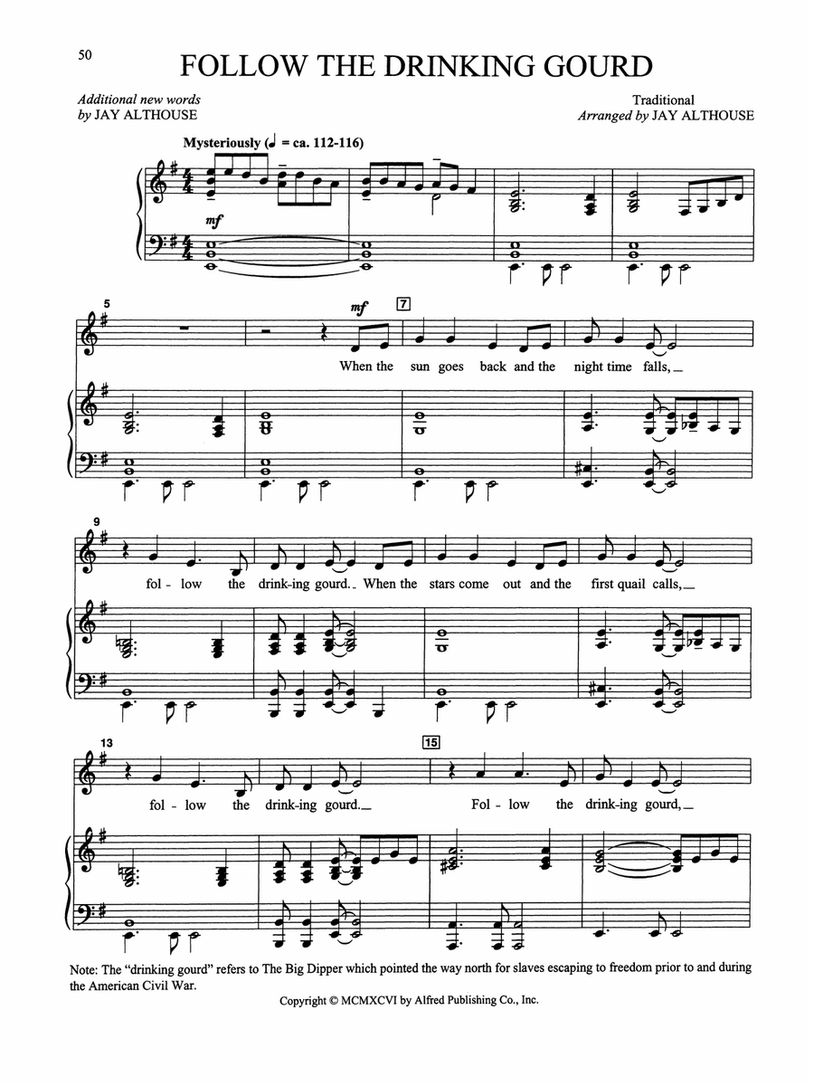 Follow the Drinking Gourd - Piano/Vocal Solo (Medium Low) Piano, Vocal scores gallery preview page 1