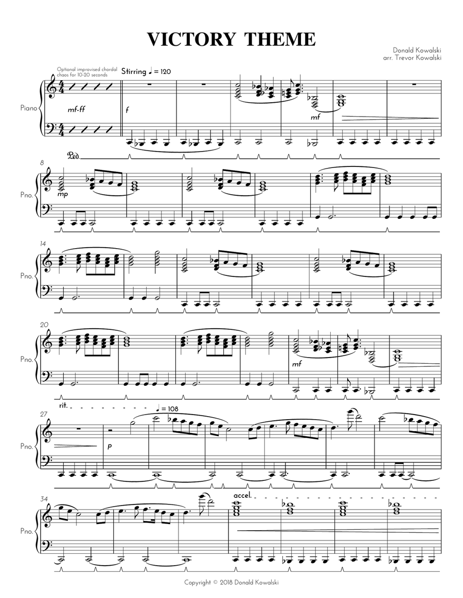 Victory Theme (Solo Piano) Piano Solo scores gallery preview page 1