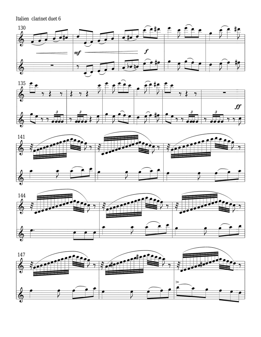 Capriccio Italien for clarinet duet (Tchaikowsky) Clarinet Duet scores gallery preview page 6