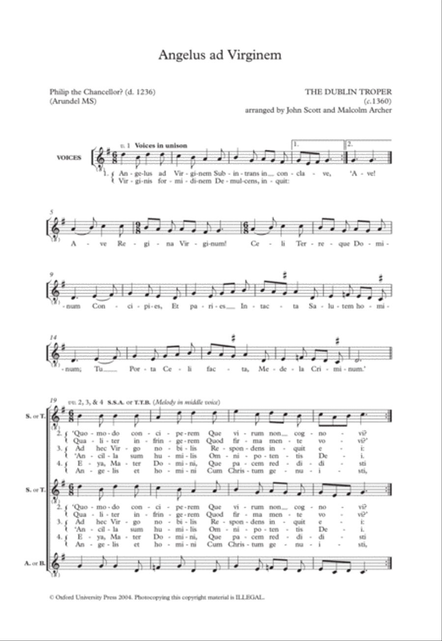 Angelus ad Virginem Angelus ad Virginem SSA scores gallery preview page 1