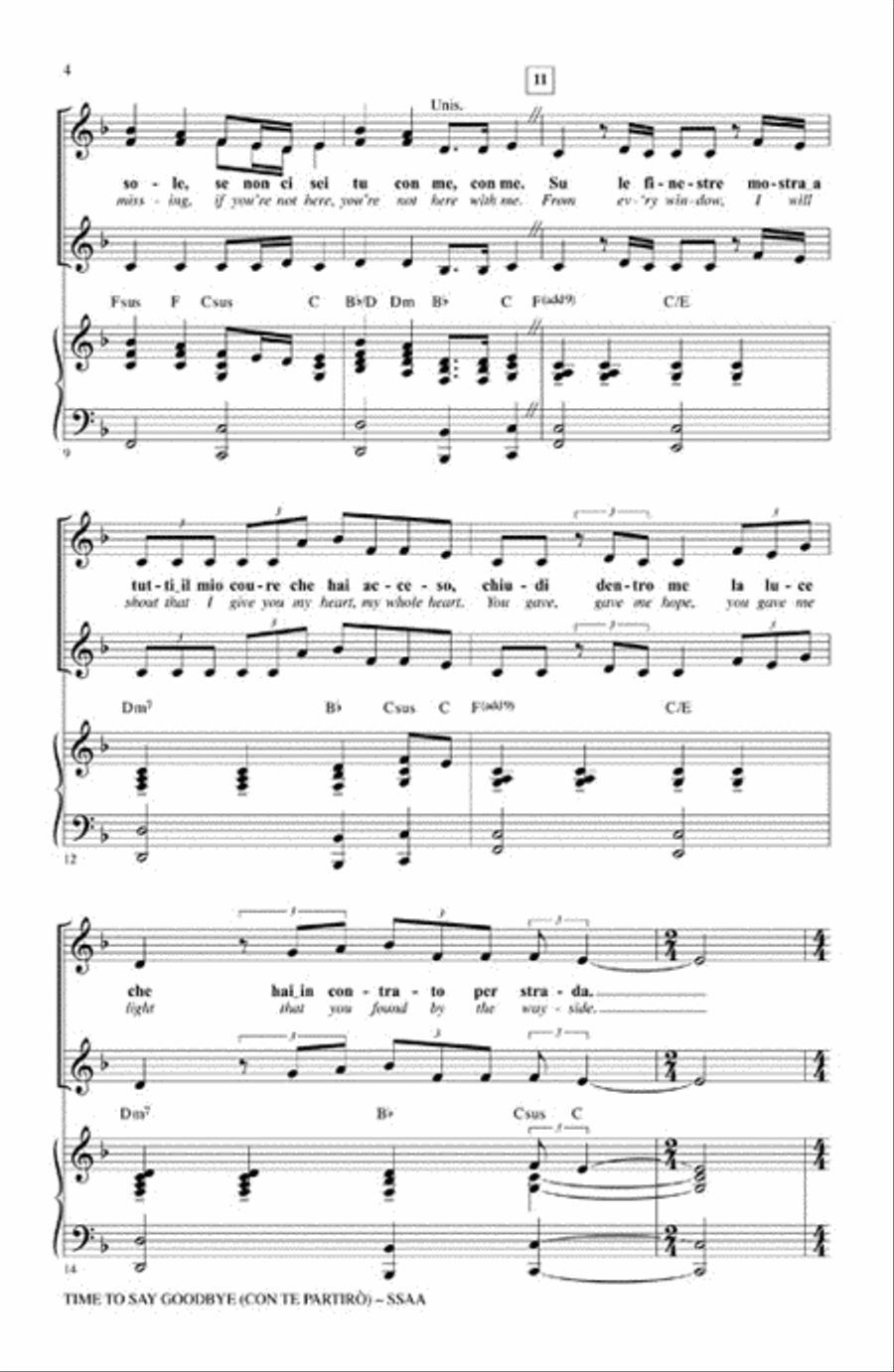 Time to Say Goodbye (Con Te Partiro) SSAA scores gallery preview page 3