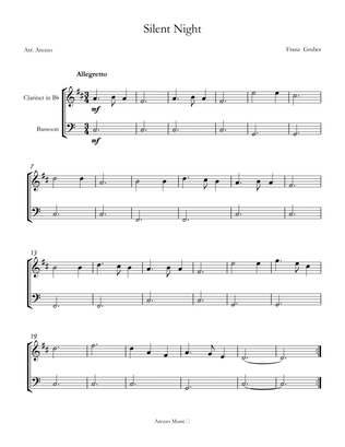 franz gruber Silent Night for beginners clarinet and bassoon sheet music