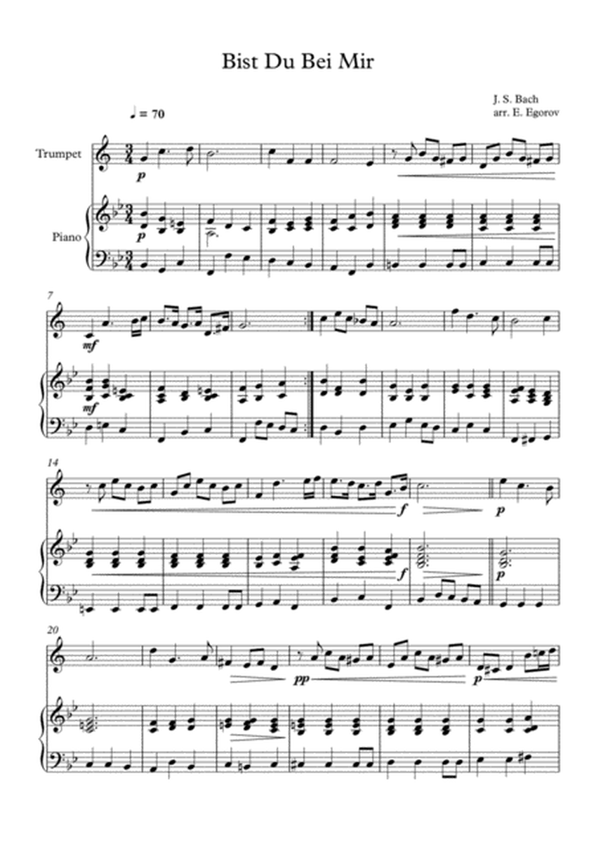 Bist Du Bei Mir, Johann Sebastian Bach, For Trumpet & Piano image number null