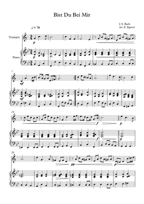 Bist Du Bei Mir, Johann Sebastian Bach, For Trumpet & Piano