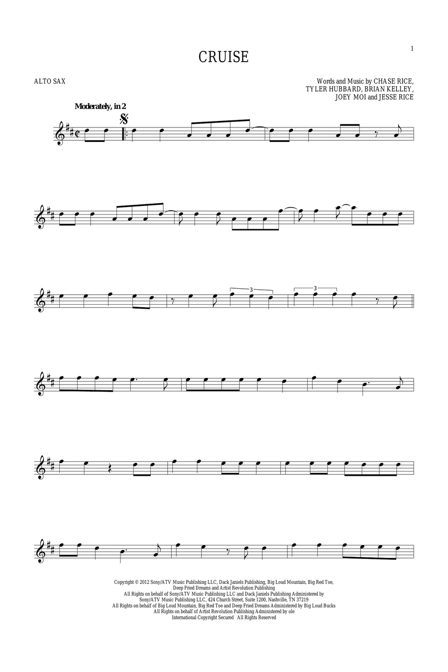 Cruise Alto Saxophone scores gallery preview page 1
