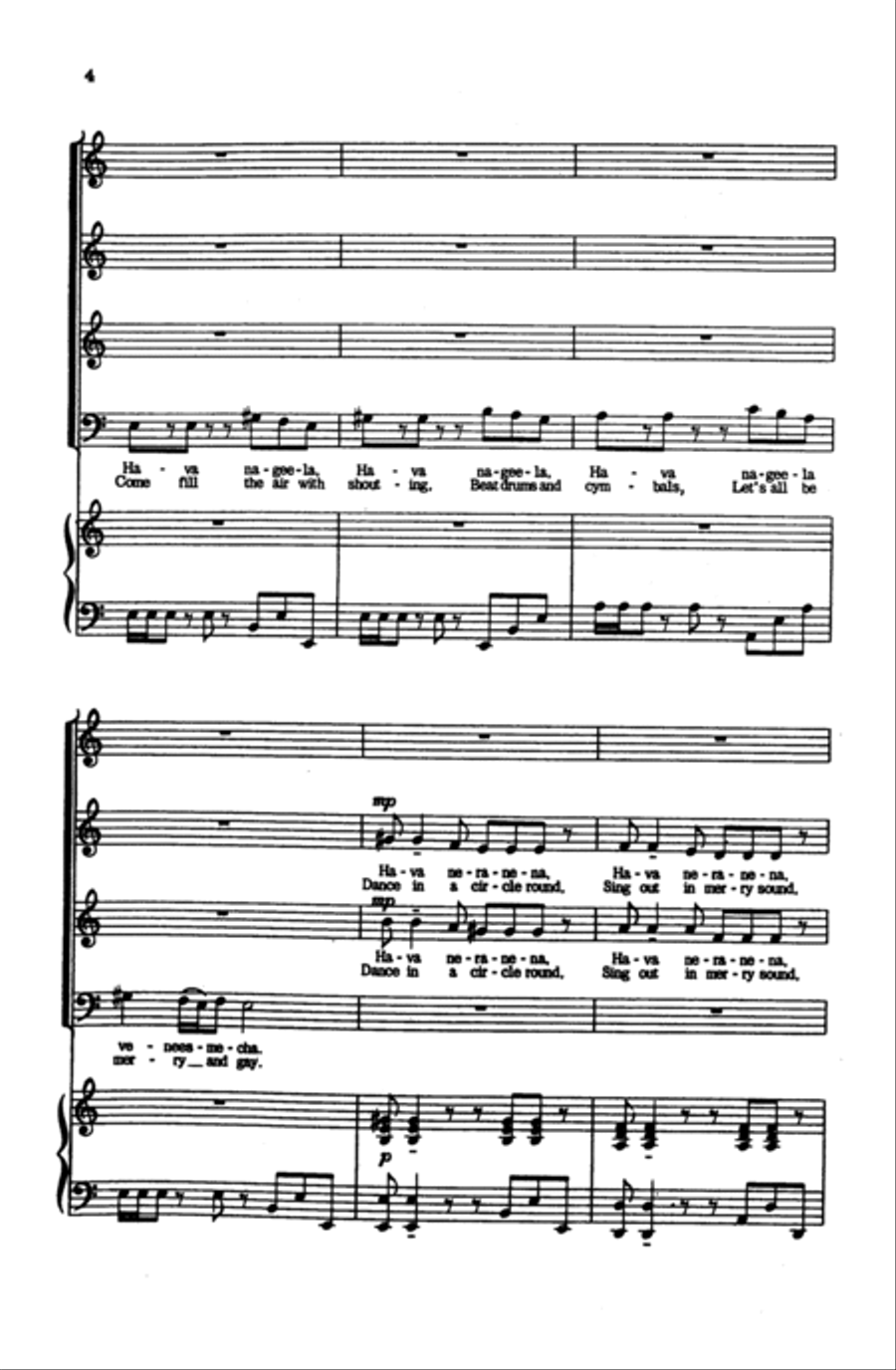 Hava Nageela 4-Part scores gallery preview page 14