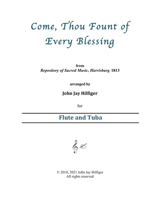 Book cover for Come, Thou Fount of Every Blessing for Flute and Tuba