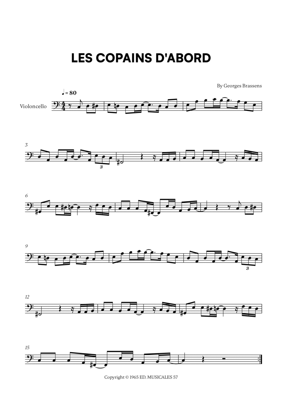 Les Copains D'abord Cello Solo scores gallery preview page 1