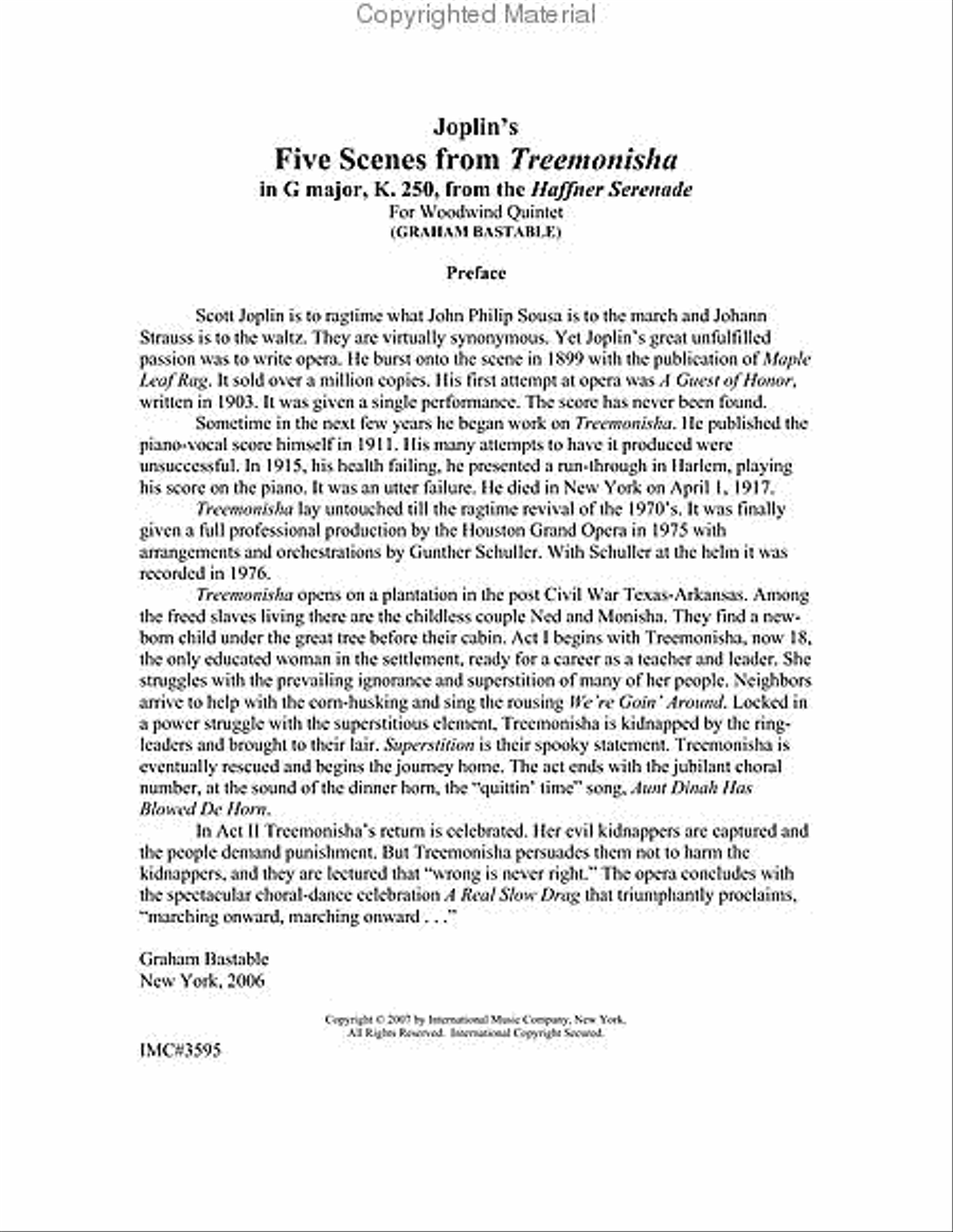 Five Scenes From Treemonisha Woodwind Quintet scores gallery preview page 3