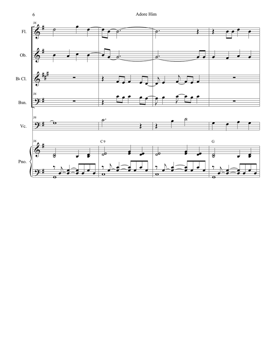 Adore Him Woodwind Quartet scores gallery preview page 6