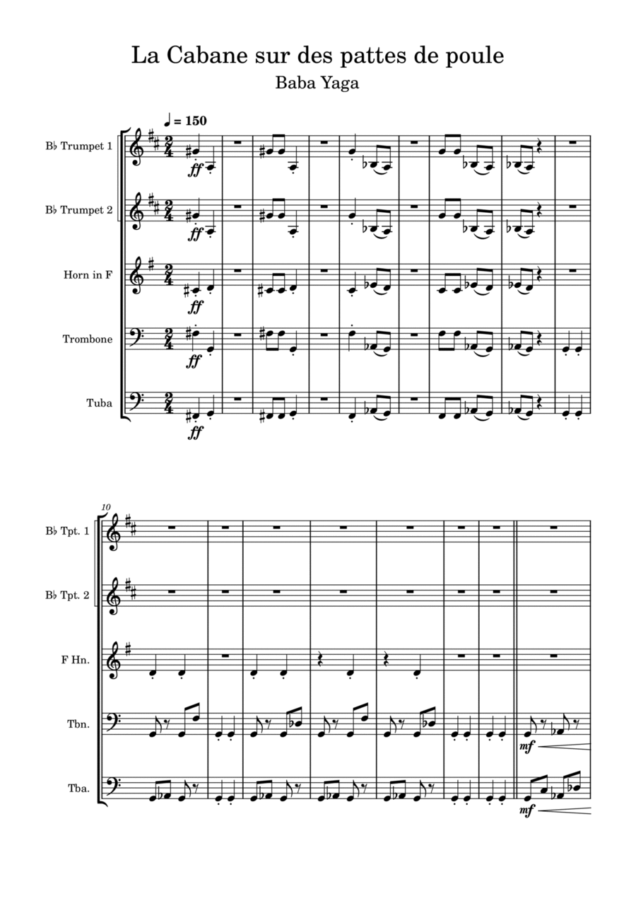 La Cabane sur des pattes de poule (Baba Yaga) - Pictures at an Exhibition Brass Ensemble scores gallery preview page 1