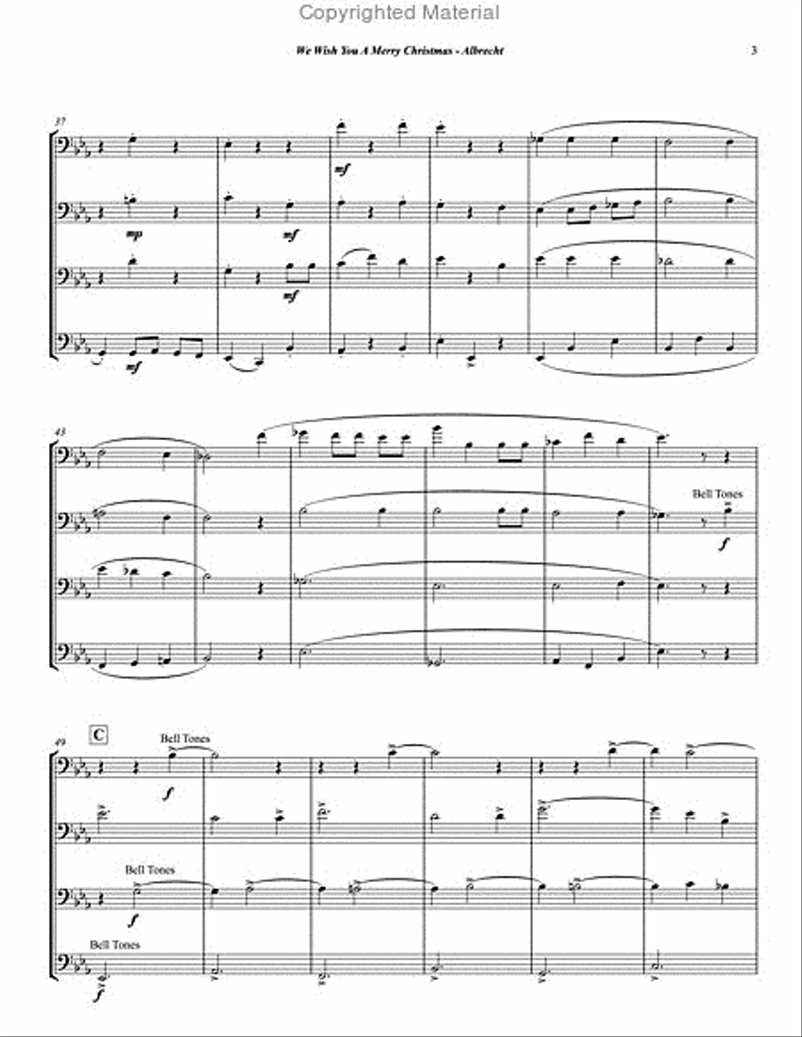 We Wish You A Merry Christmas Trombone Quartet scores gallery preview page 3