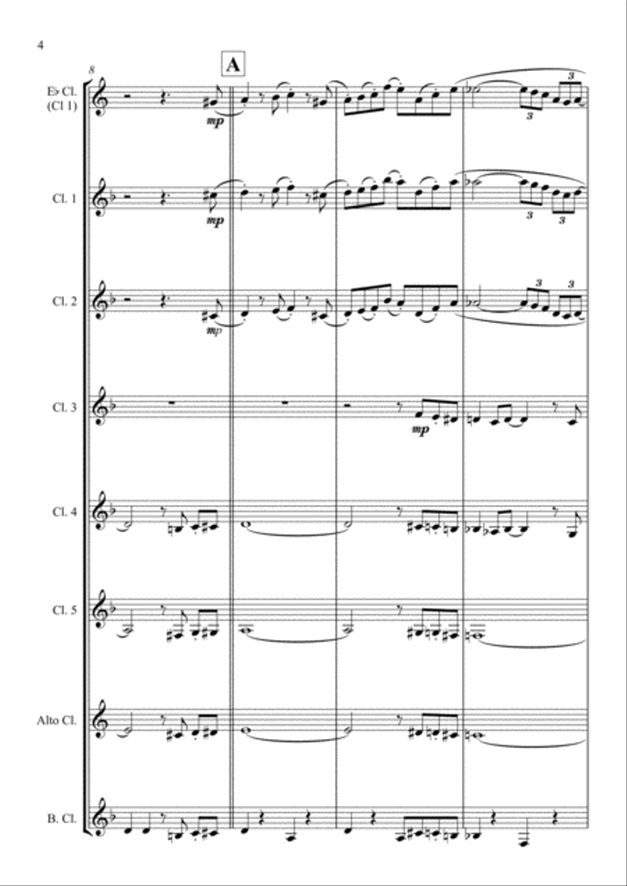 The Pink Panther from THE PINK PANTHER Clarinet Choir scores gallery preview page 4