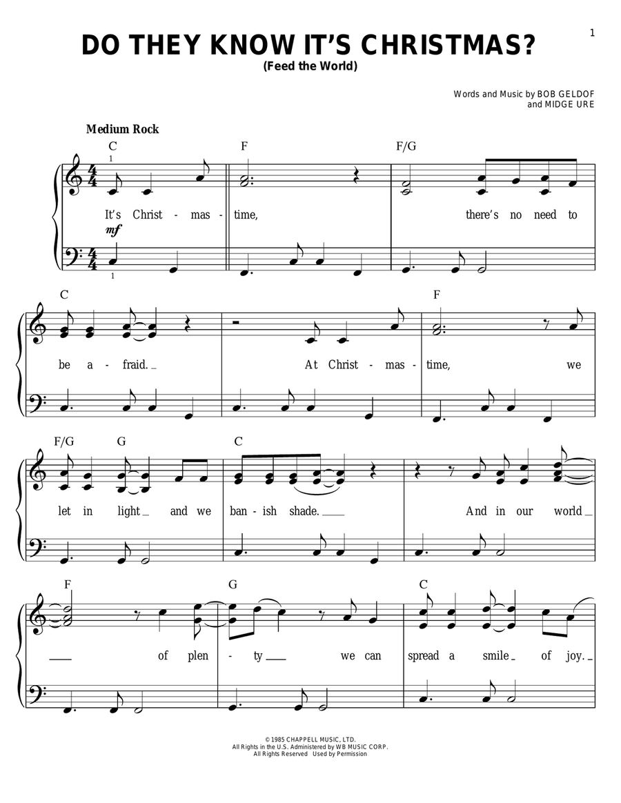 Do They Know It's Christmas? Easy Piano scores gallery preview page 1
