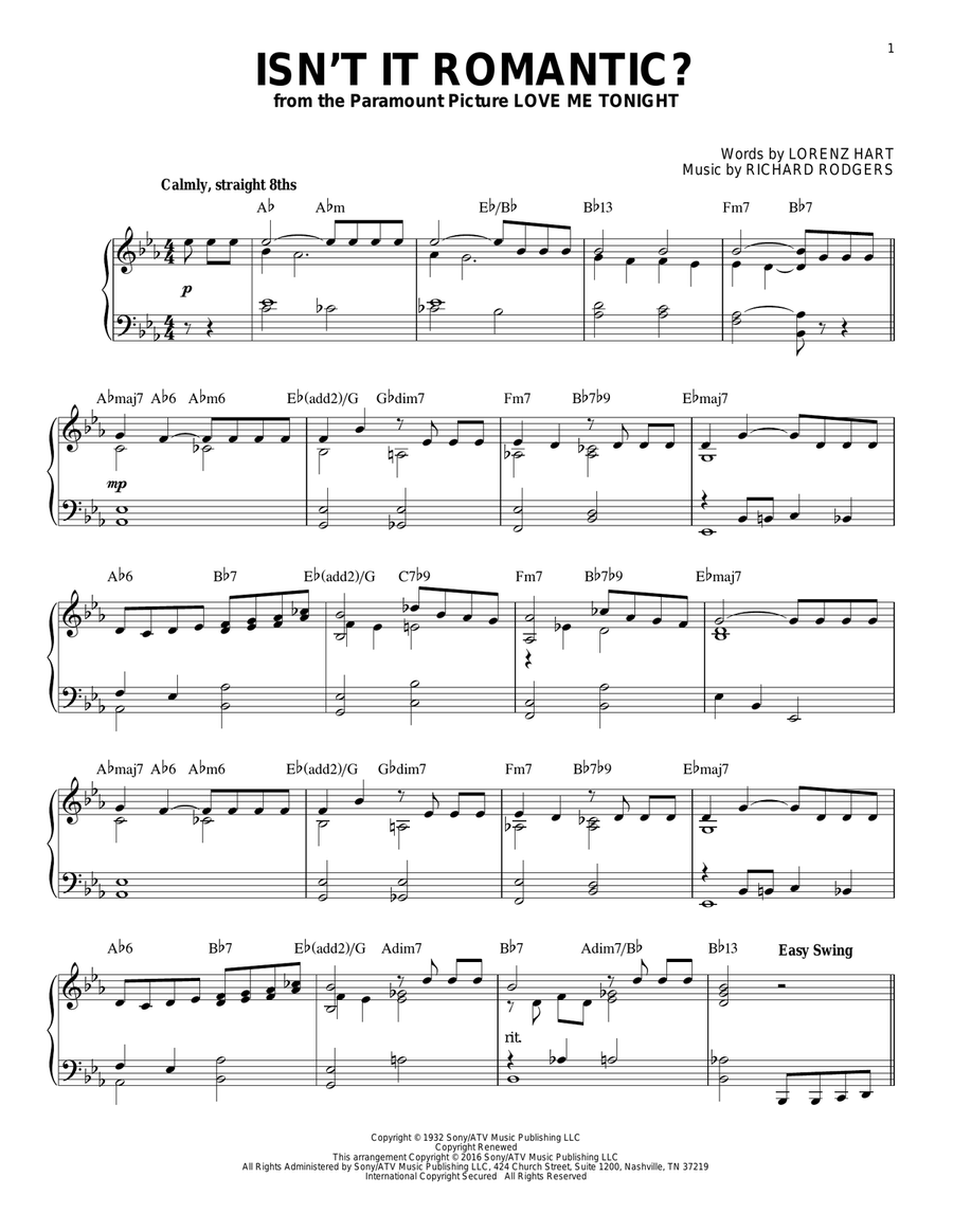 Isn't It Romantic? (arr. Brent Edstrom) Piano Solo scores gallery preview page 1