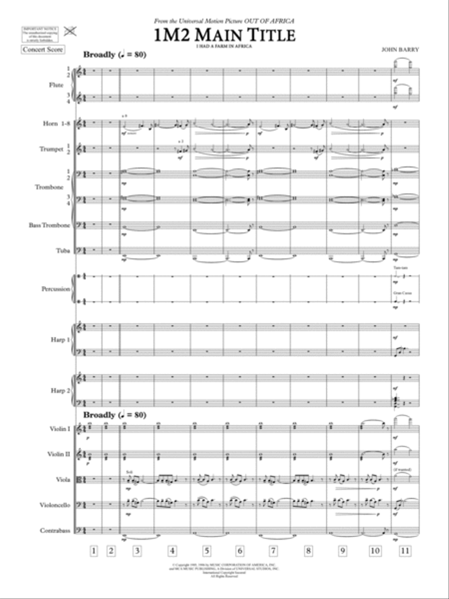 I Had A Farm In Africa (main Title) - Score Only Full Orchestra scores gallery preview page 3