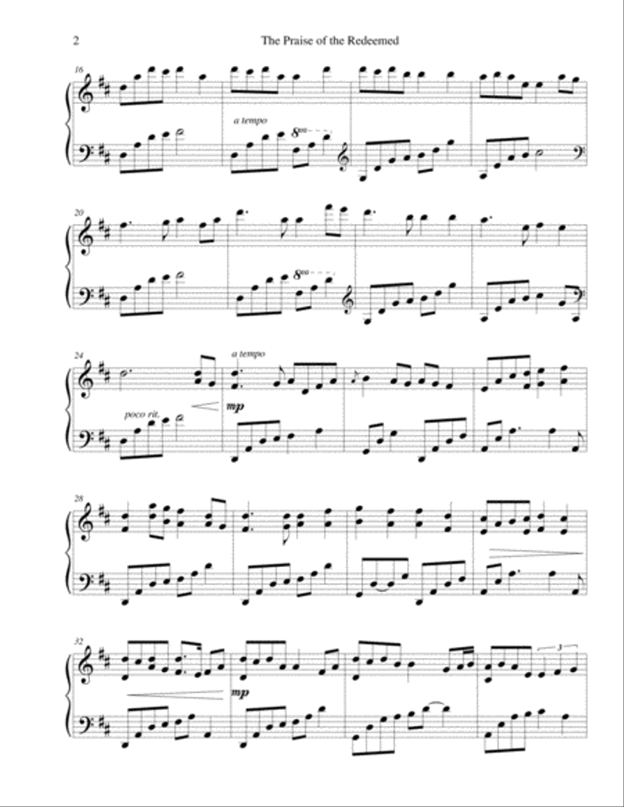 The Praise of the Redeemed(Psalter #297) Piano Solo scores gallery preview page 2