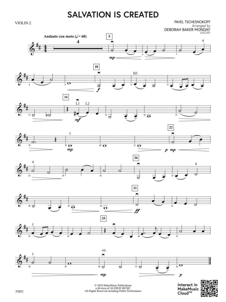 Salvation is Created: 2nd Violin String Orchestra scores gallery preview page 1