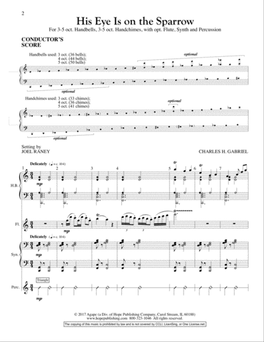 His Eye Is on the Sparrow Handbell Choir scores gallery preview page 2