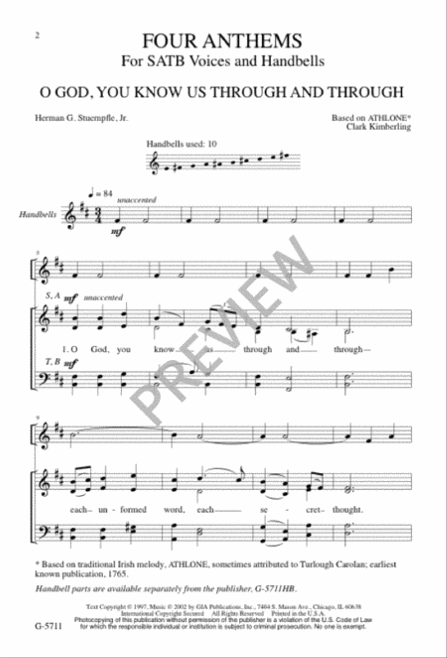 Four Anthems for SATB Voices and Handbells 4-Part scores gallery preview page 2