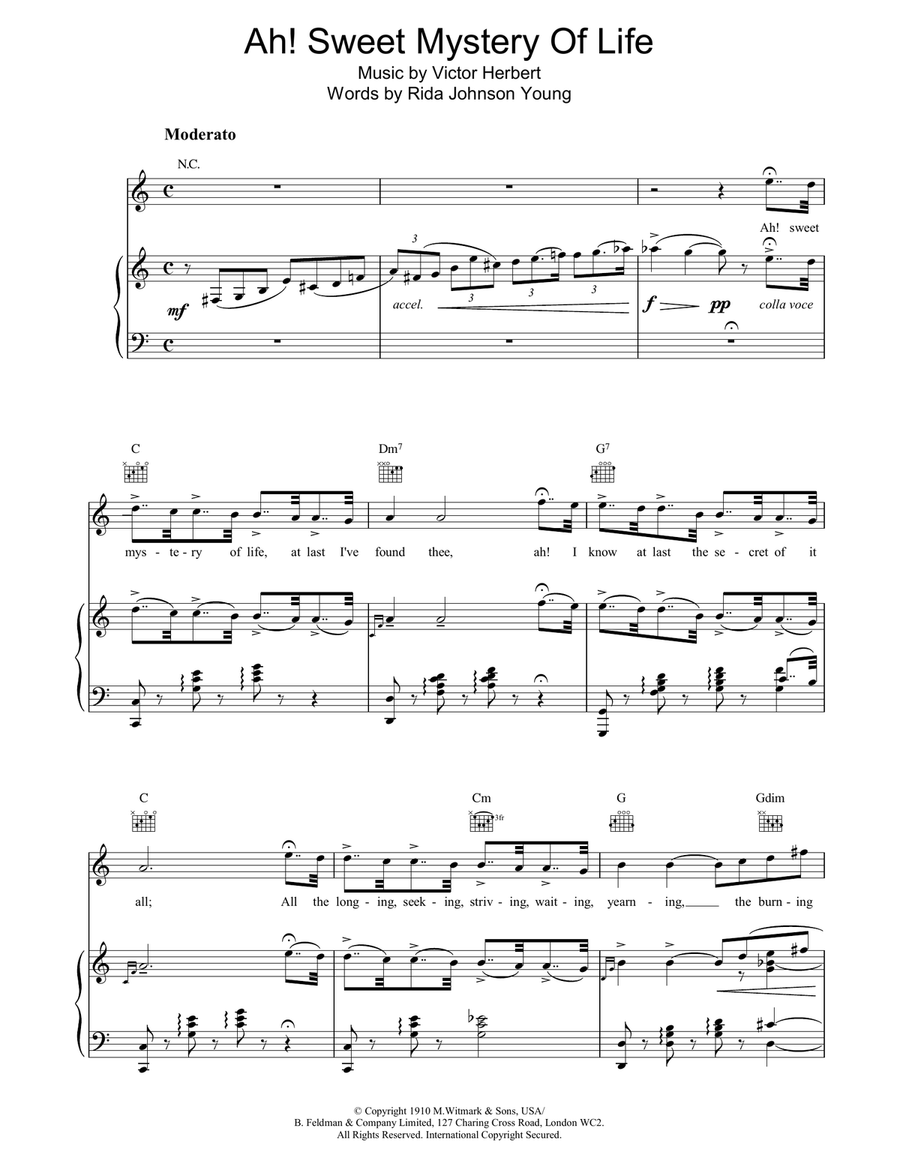 Ah! Sweet Mystery Of Life Piano, Vocal, Guitar scores gallery preview page 1