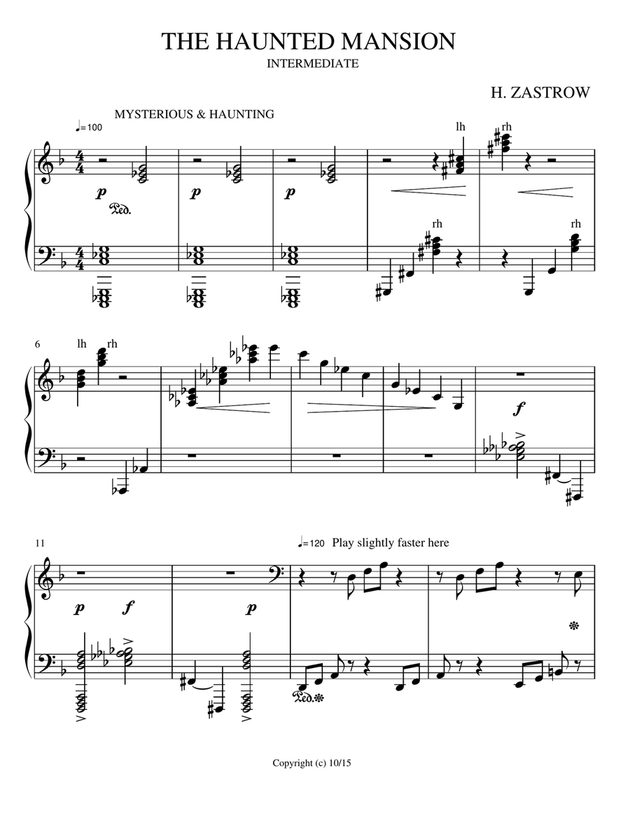 THE HAUNTED MANSION THE HAUNTED MANSION Piano Method scores gallery preview page 1