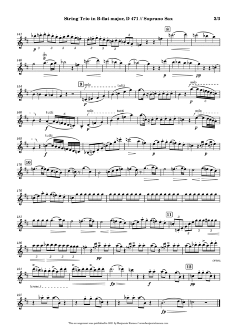 String Trio in B-flat, D 471 Woodwind Trio scores gallery preview page 5