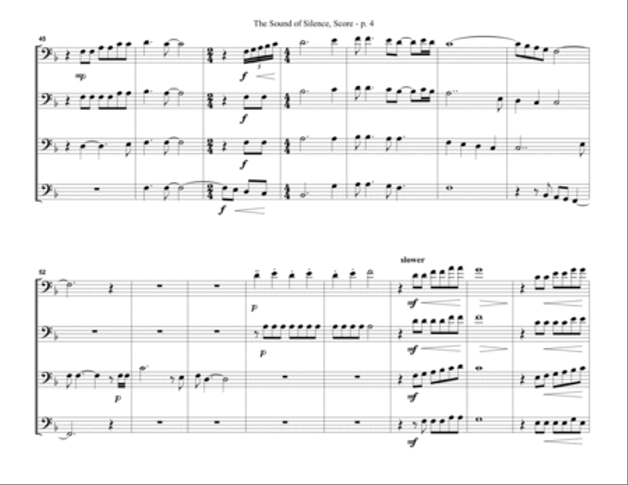 The Sound Of Silence for trombone quartet or choir Choir scores gallery preview page 5