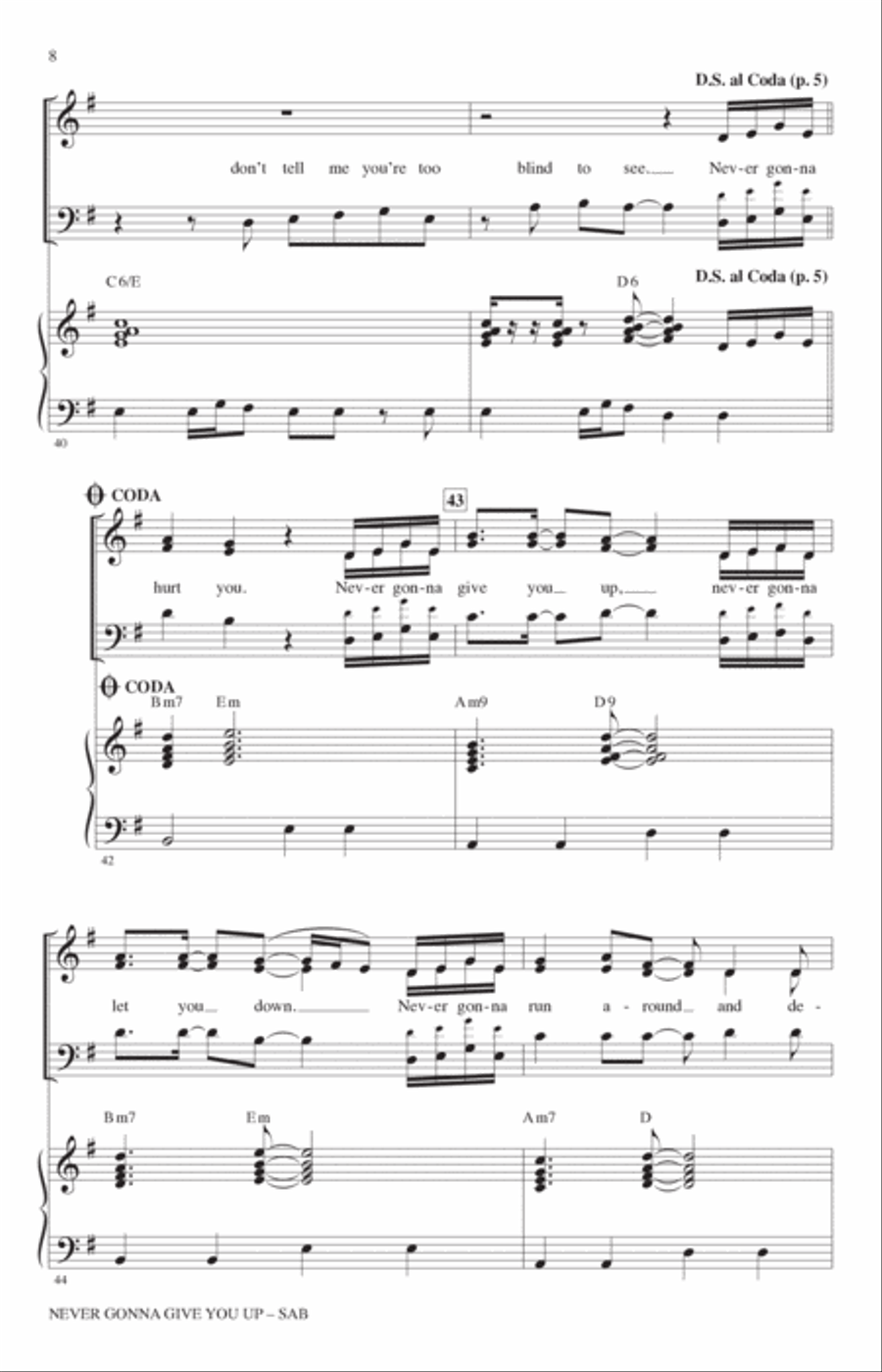 Never Gonna Give You Up (arr. Roger Emerson) 3-Part scores gallery preview page 7