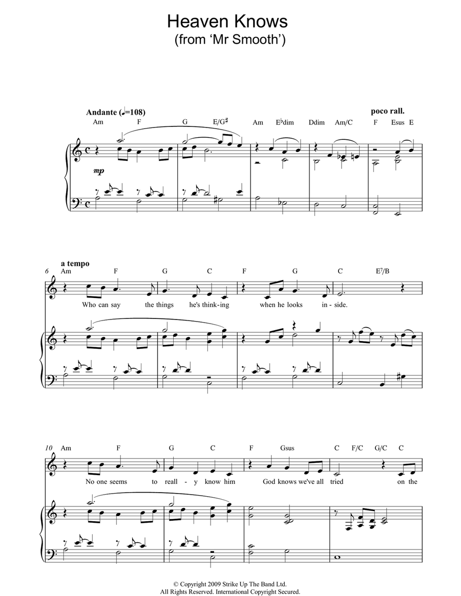 Heaven Knows Heaven Knows Easy Piano scores gallery preview page 1