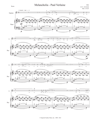 Melancholia (2022) piano-vocal score