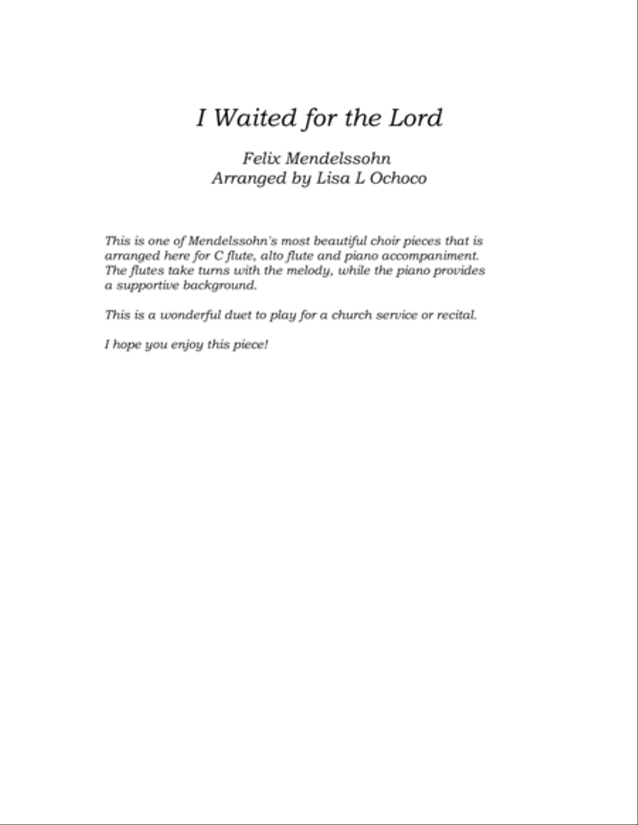 I Waited for the Lord for C Flute, Alto Flute and Piano Woodwind Duet scores gallery preview page 4
