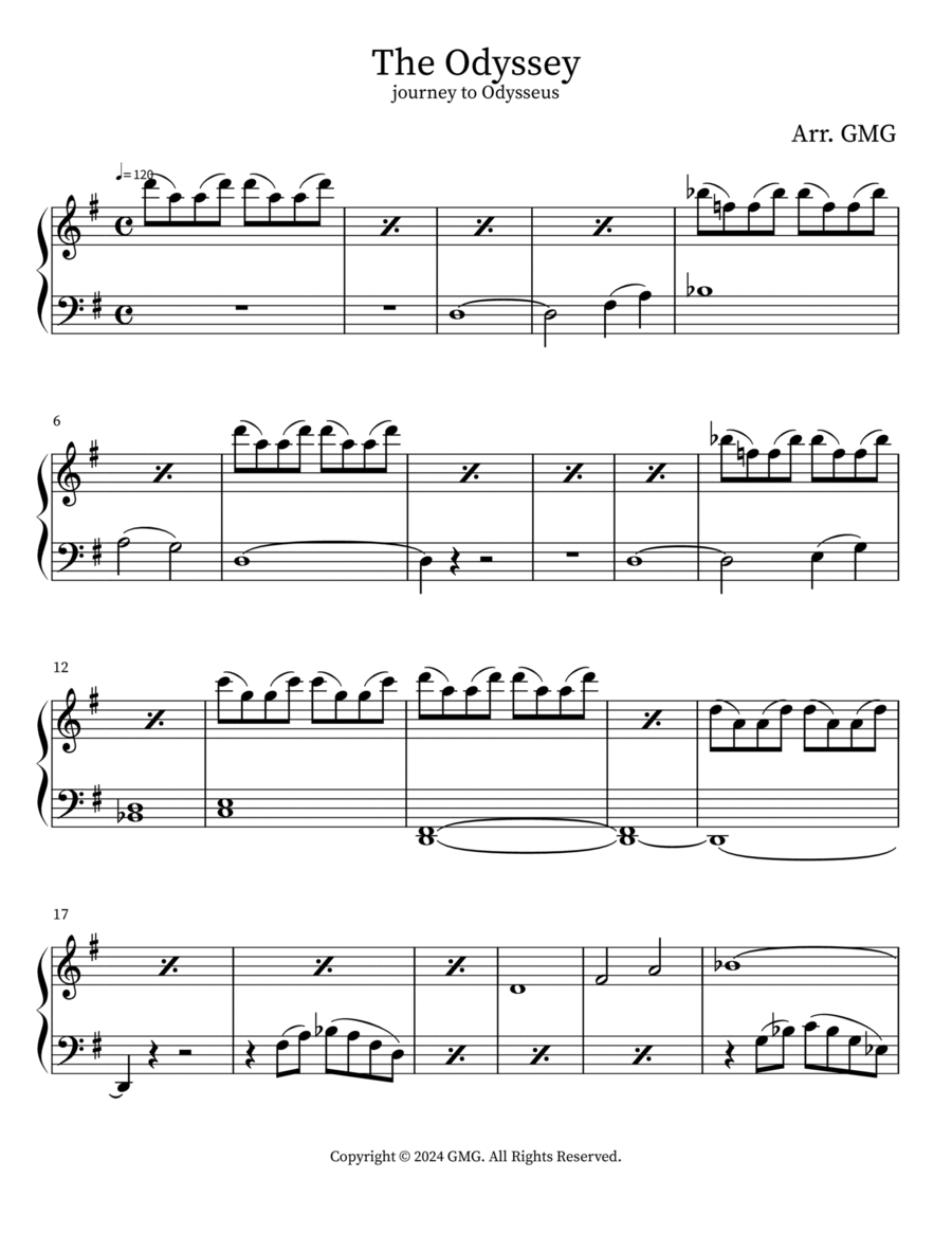 The Odyssey Piano Solo - Digital Sheet Music