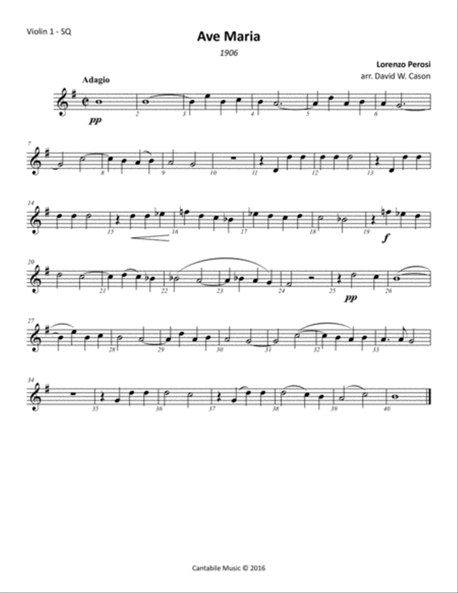 Ave Maria from Melodie sacre Anno X (Perosi) STRING QUARTET String Quartet scores gallery preview page 3