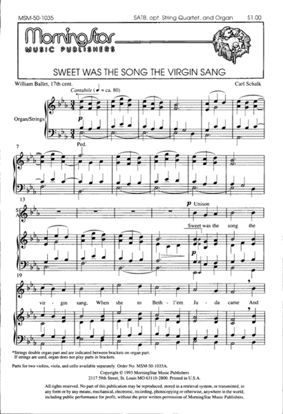 Sweet Was the Song the Virgin Sang (Choral Score) image number null