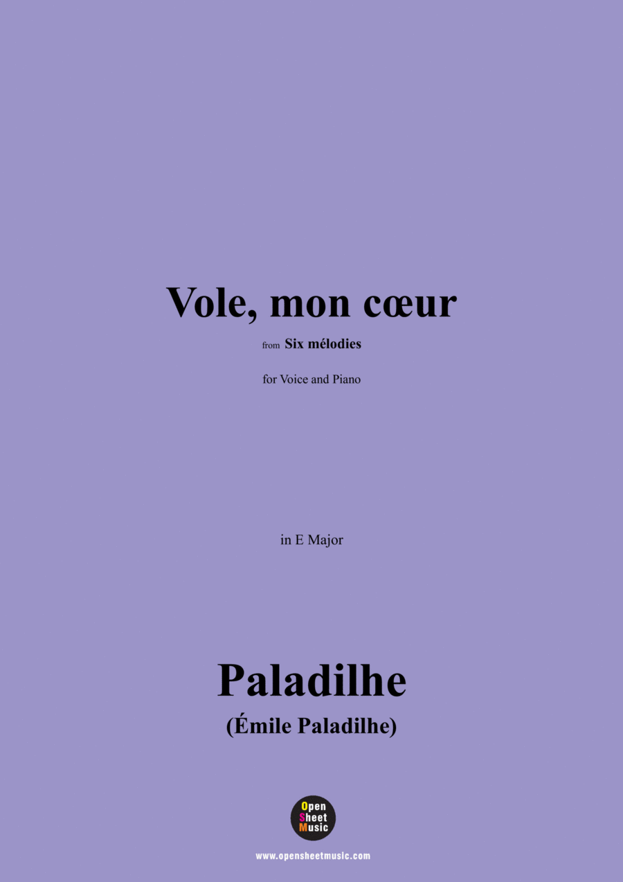Paladilhe-Vole,mon cœur,in E Major Voice scores gallery preview page 1