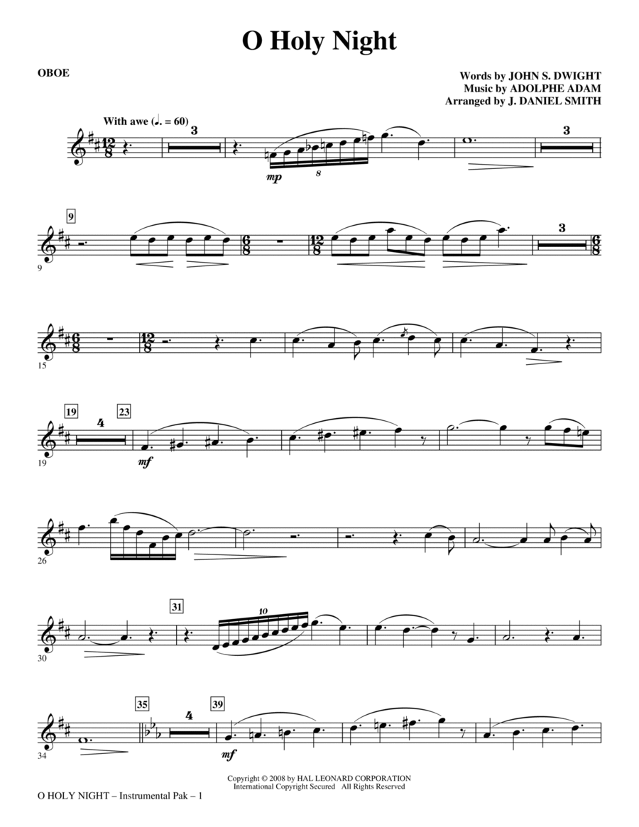O Holy Night - Oboe O Holy Night - Oboe Choir scores gallery preview page 1