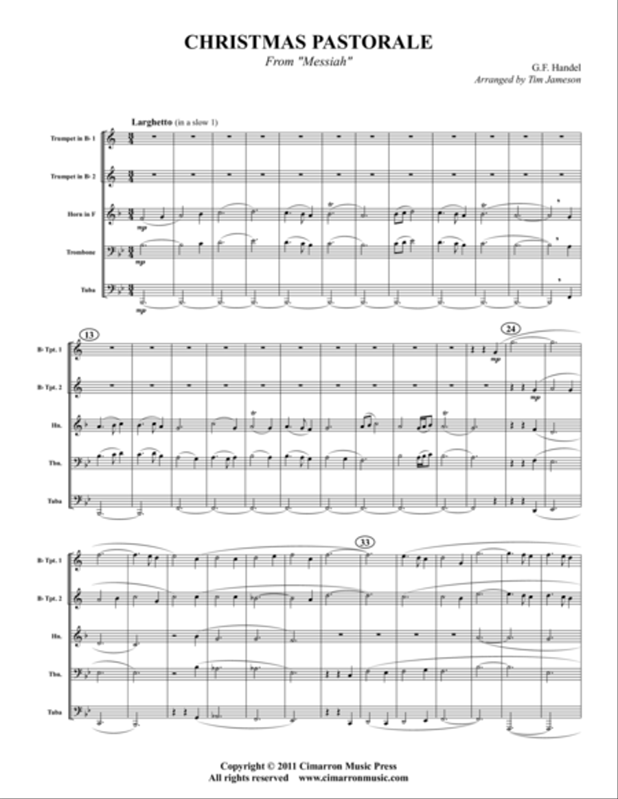 Christmas Pastorale Christmas Pastorale Brass Quintet scores gallery preview page 1