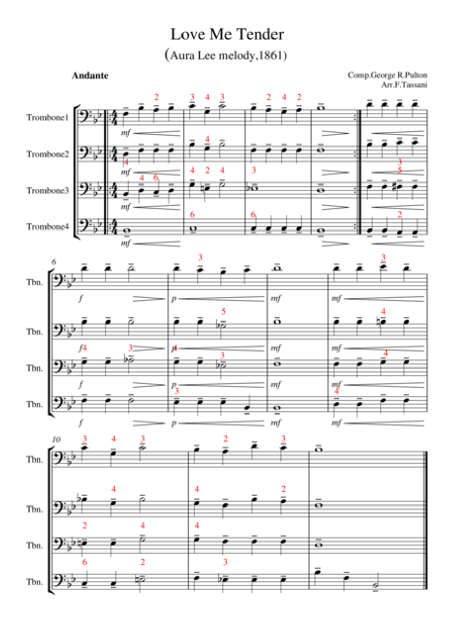 Love me tender Love me tender Brass Ensemble scores gallery preview page 1
