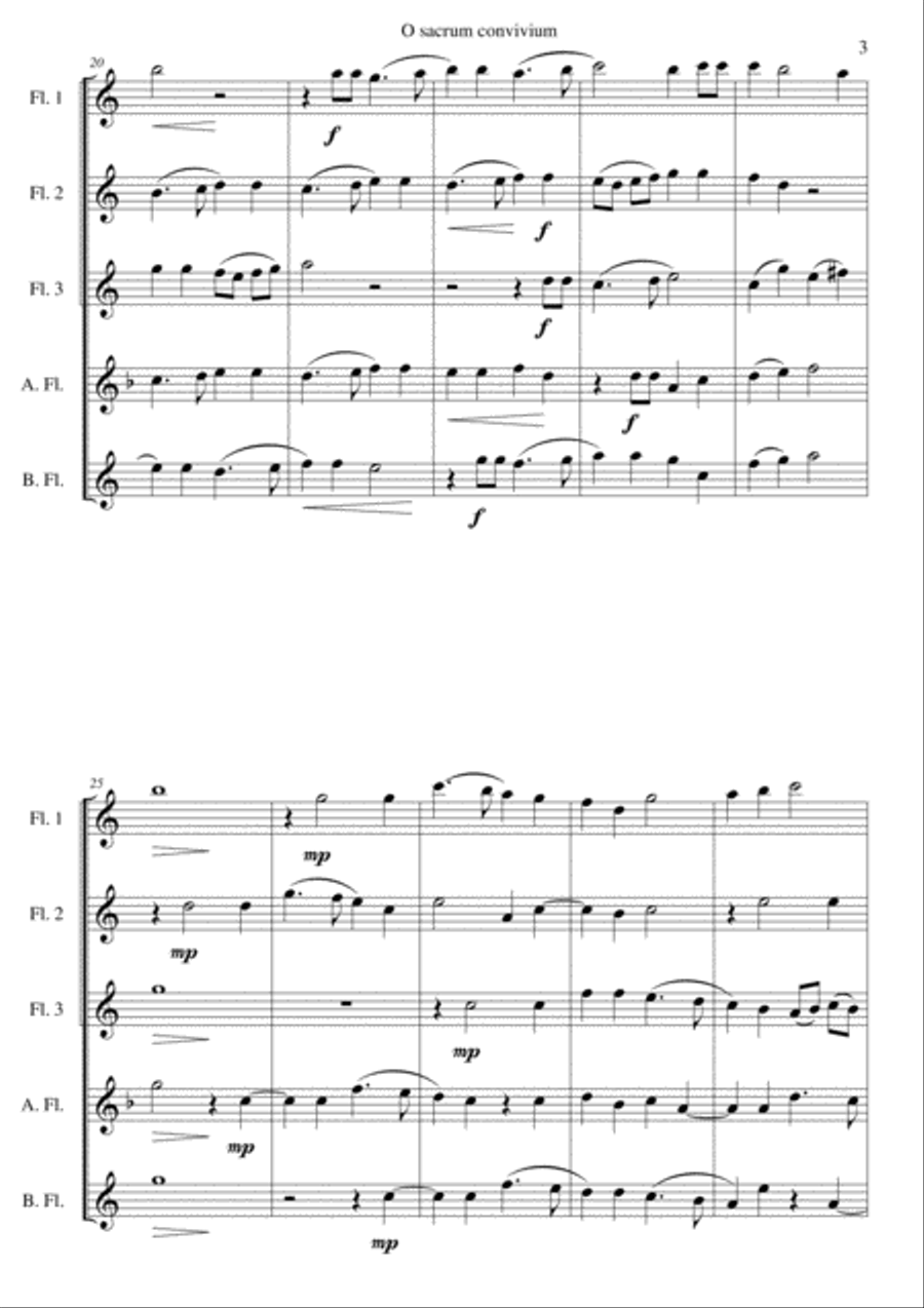 O Sacrum Convivium for flute quintet Woodwind Ensemble scores gallery preview page 3