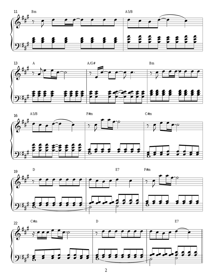 Somewhere Only We Know Piano Solo scores gallery preview page 2