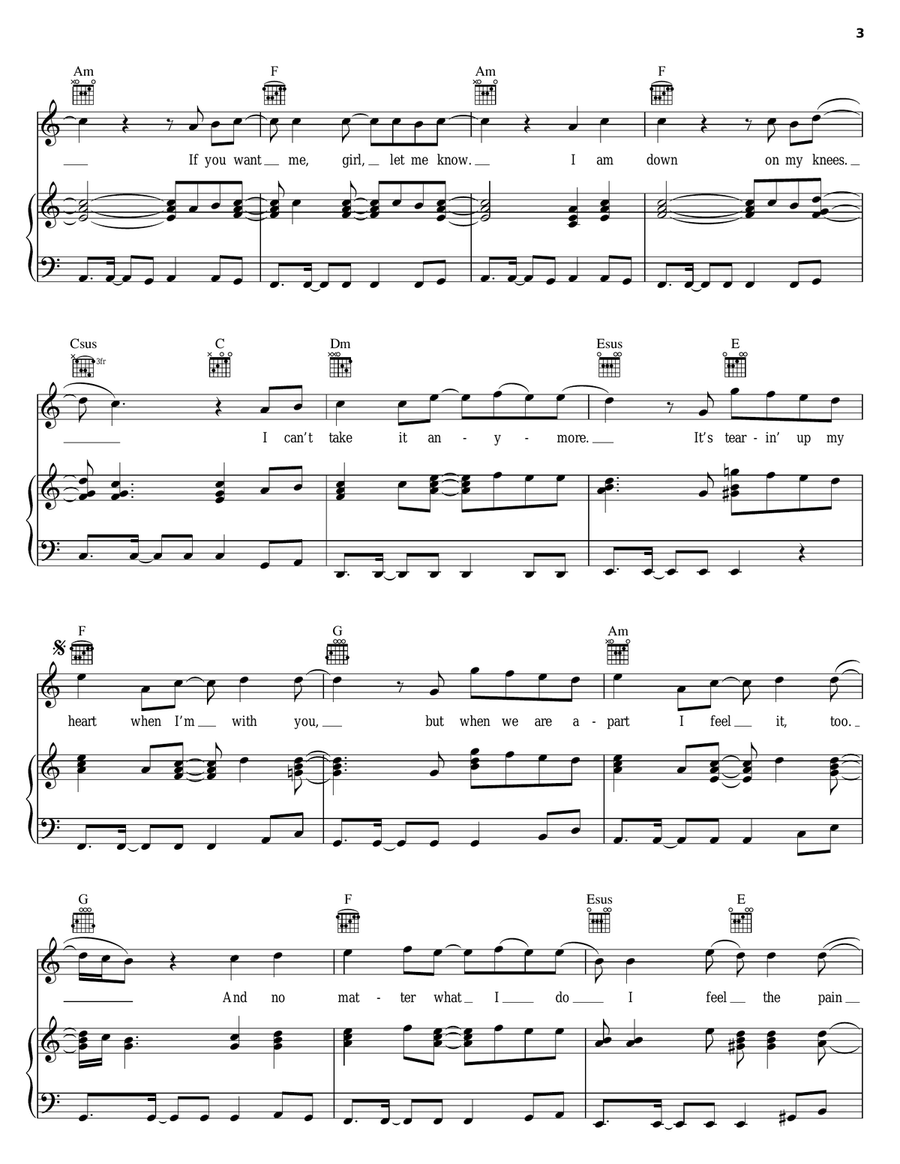 Tearin' Up My Heart Piano, Vocal, Guitar scores gallery preview page 3